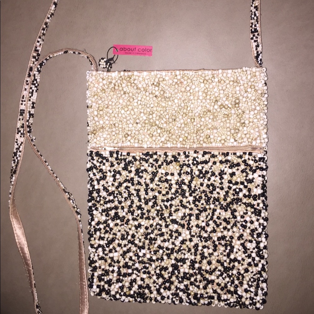 Handmade beaded about colour crossbody purse